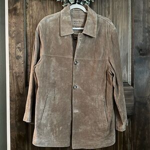 Newport Harbor Vintage Brown Suede Trench Coat Genuine Leather Men's medium